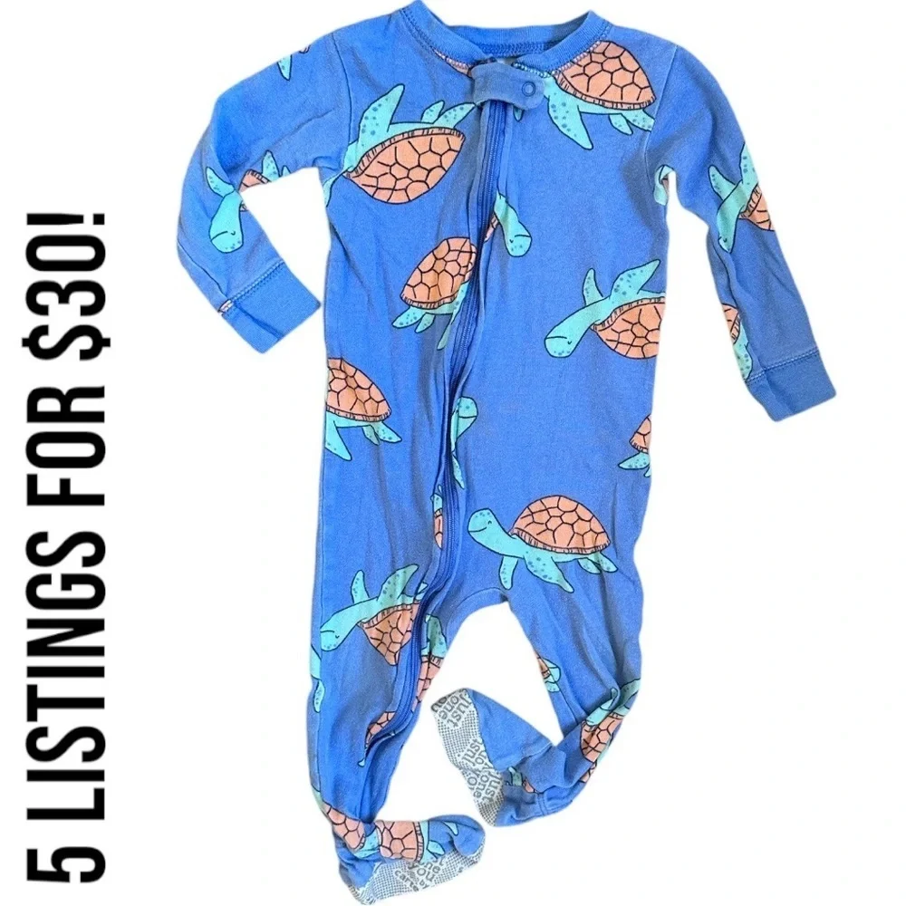 Carter’s Turtle Zip Pajamas Sleep and Play Footies 12 Months Baby Boy